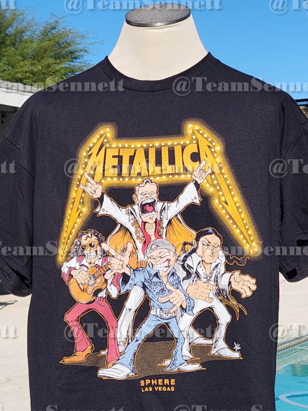 Metallica 4 Elvises Sphere Shirt / Life Burns Faster / Las Vegas 2026 / 2027